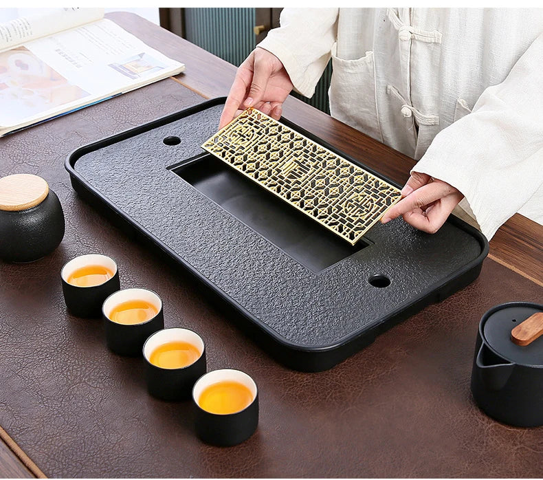 ZenStone Black Water Storage Tea Tray