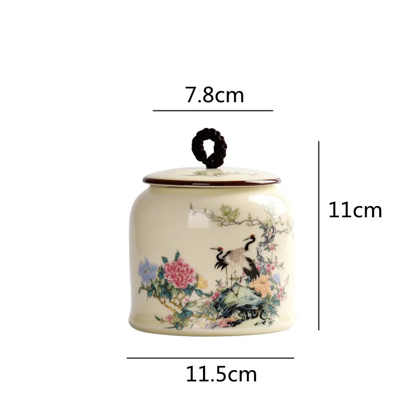 Oriental Elegance: Vintage Ceramic Tea Caddy