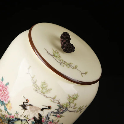 Oriental Elegance: Vintage Ceramic Tea Caddy