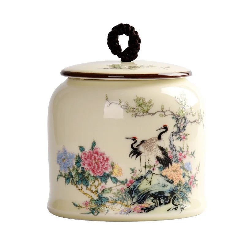 Oriental Elegance: Vintage Ceramic Tea Caddy